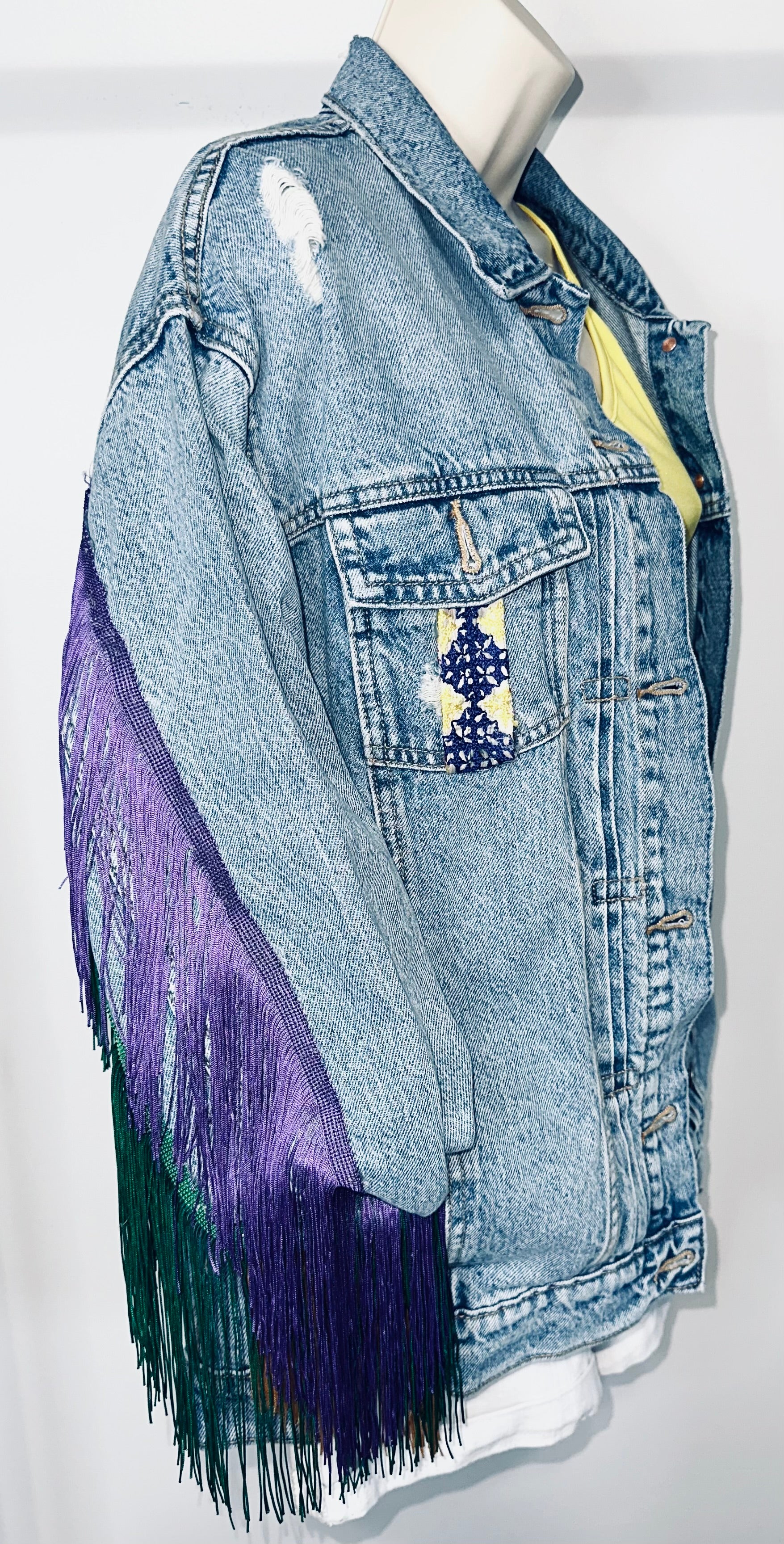 Mardi Gras Denim & Fringe Jacket