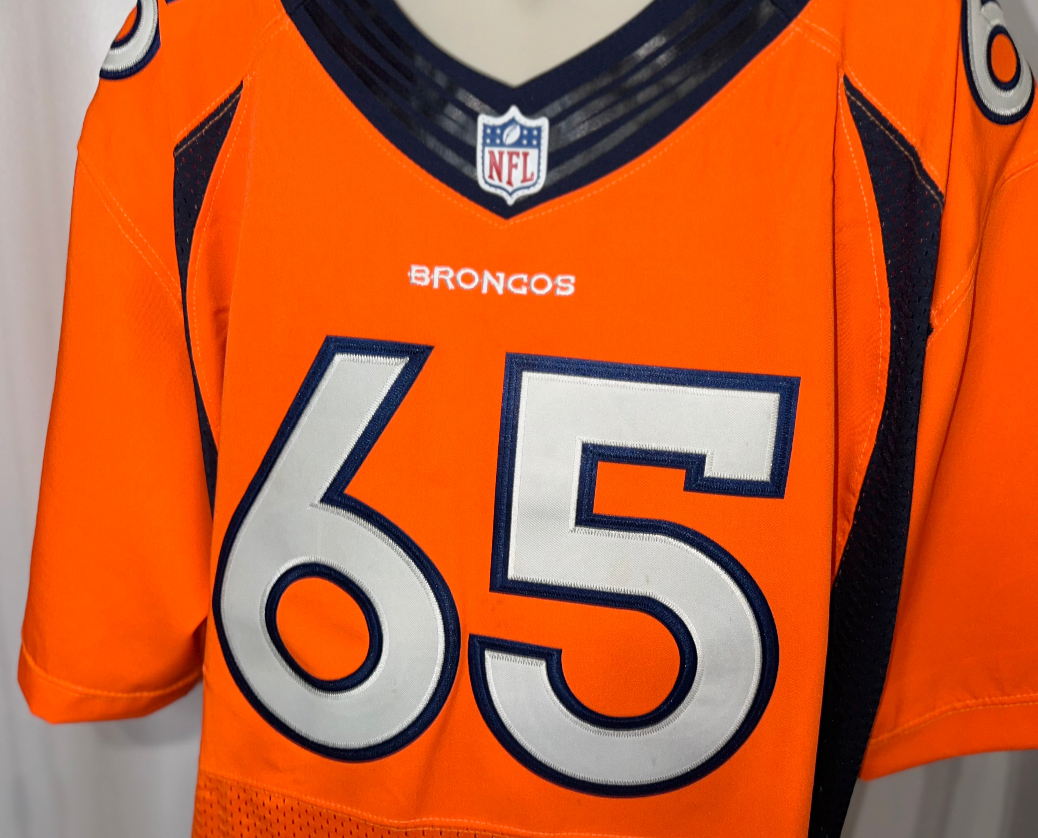 Denver Broncos Vasquez #65 On Field Jersey w/ Serial # (RARE)
