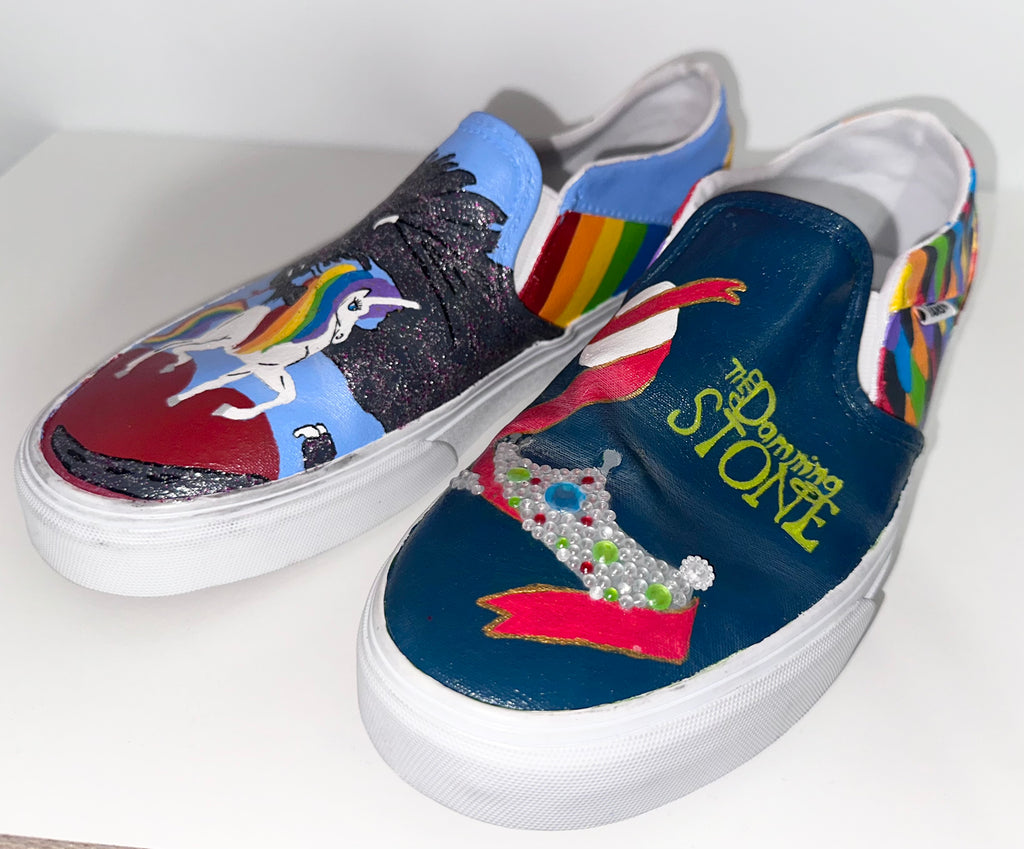 Custom Painted Vans, Sz 10