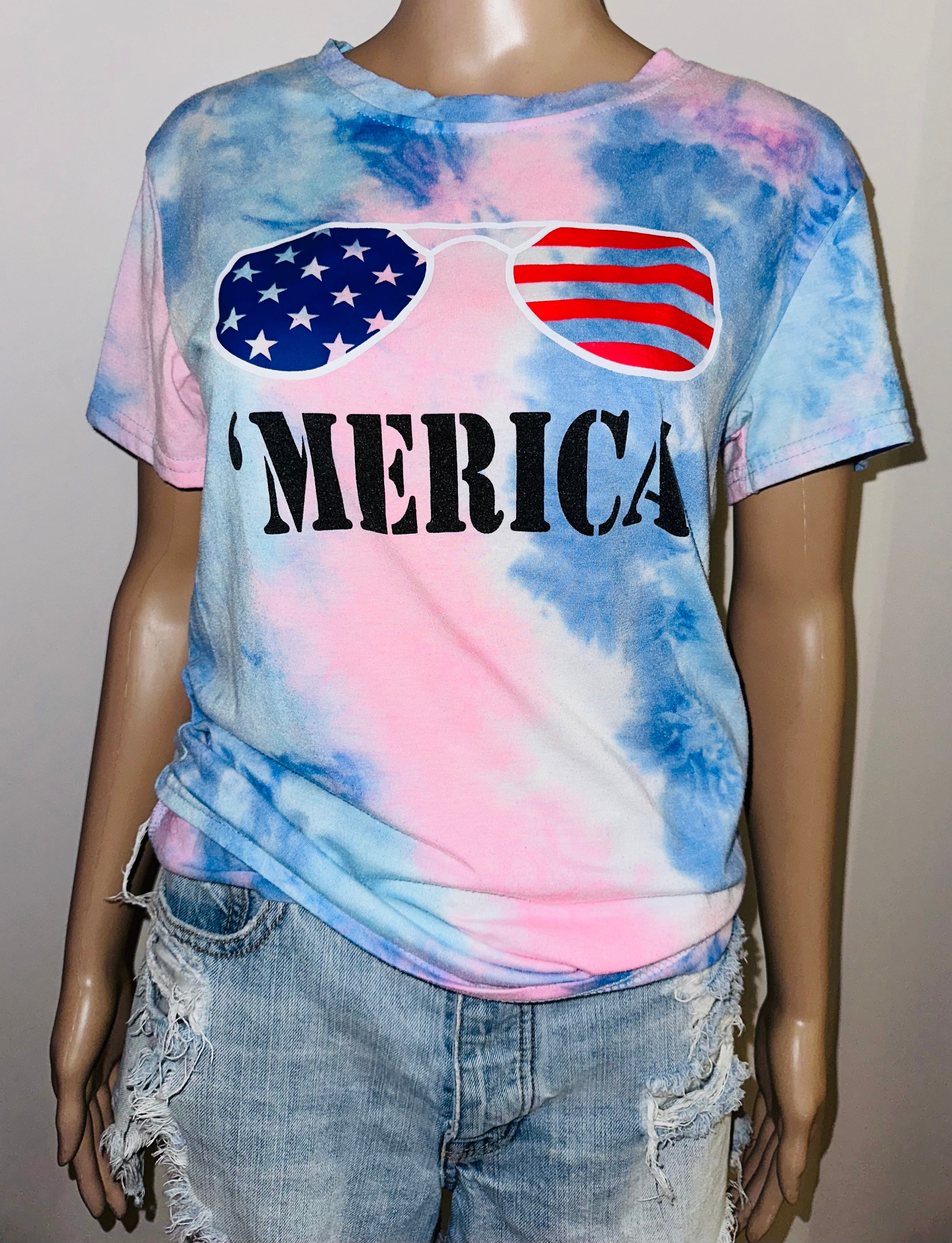 4th of July MERICA Aviator USA Tee, Sz Small