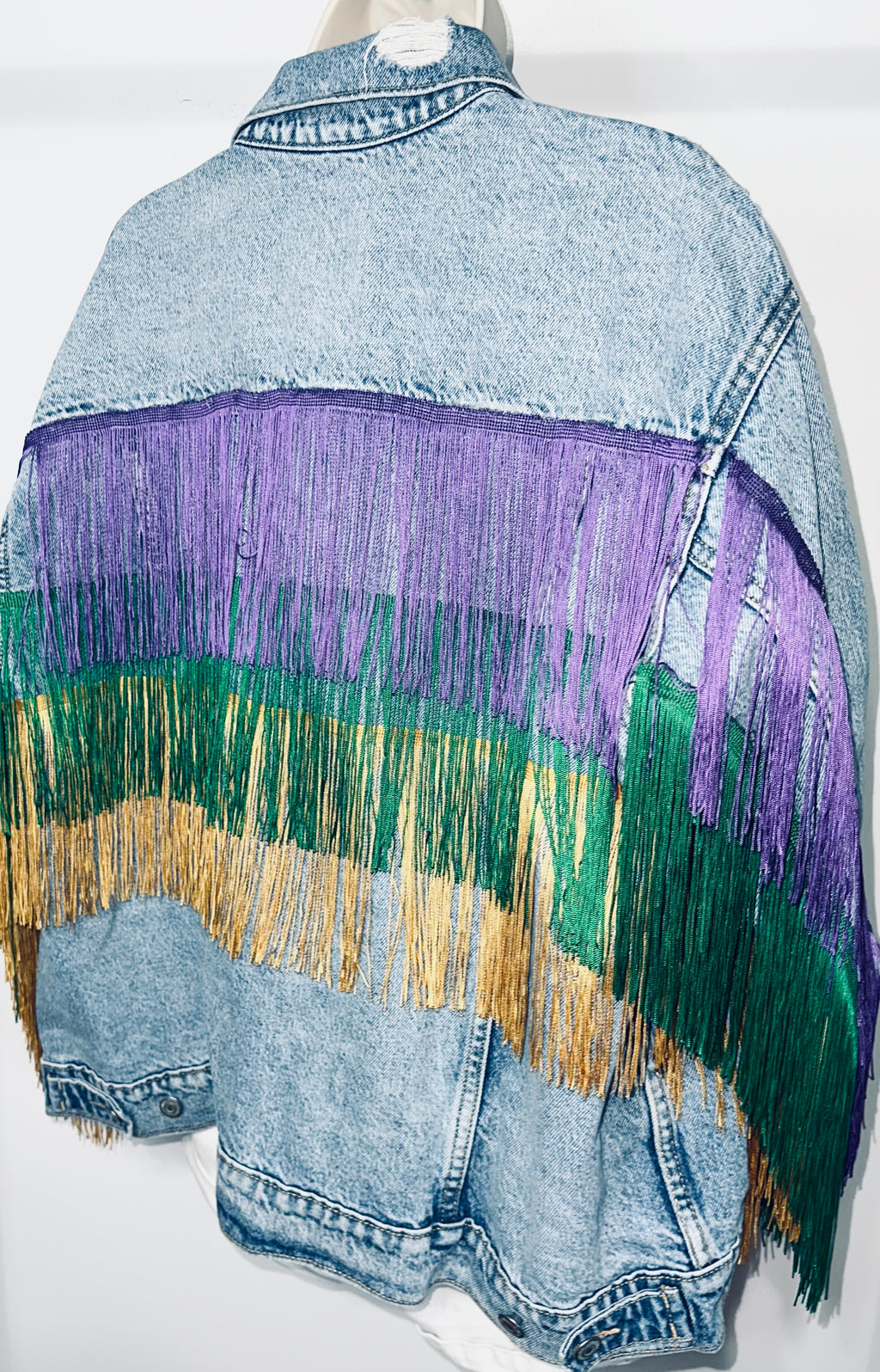 Mardi Gras Denim & Fringe Jacket