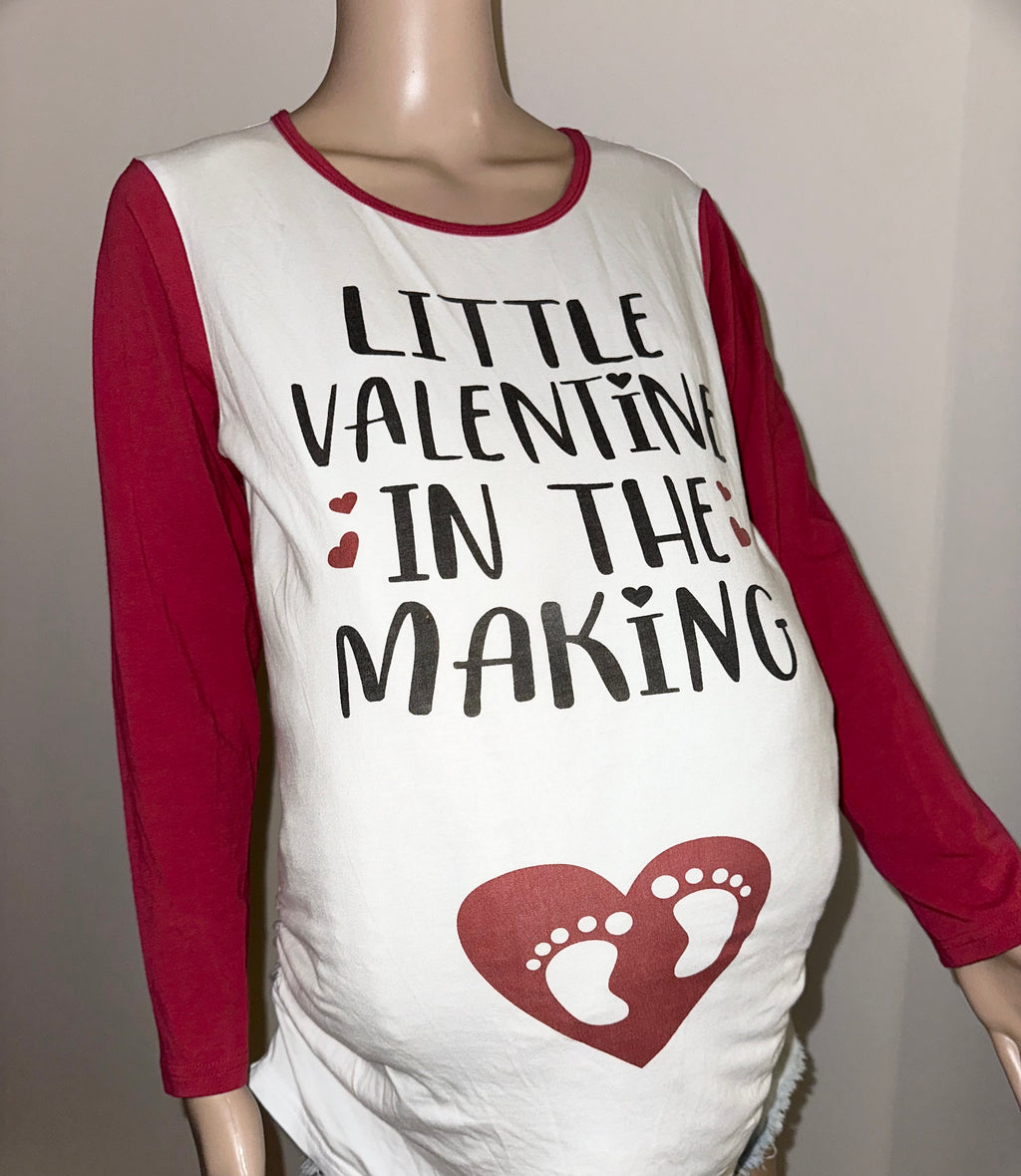 Little Valentine In The Making Pregnancy Valentine’s Tee, Sz Medium