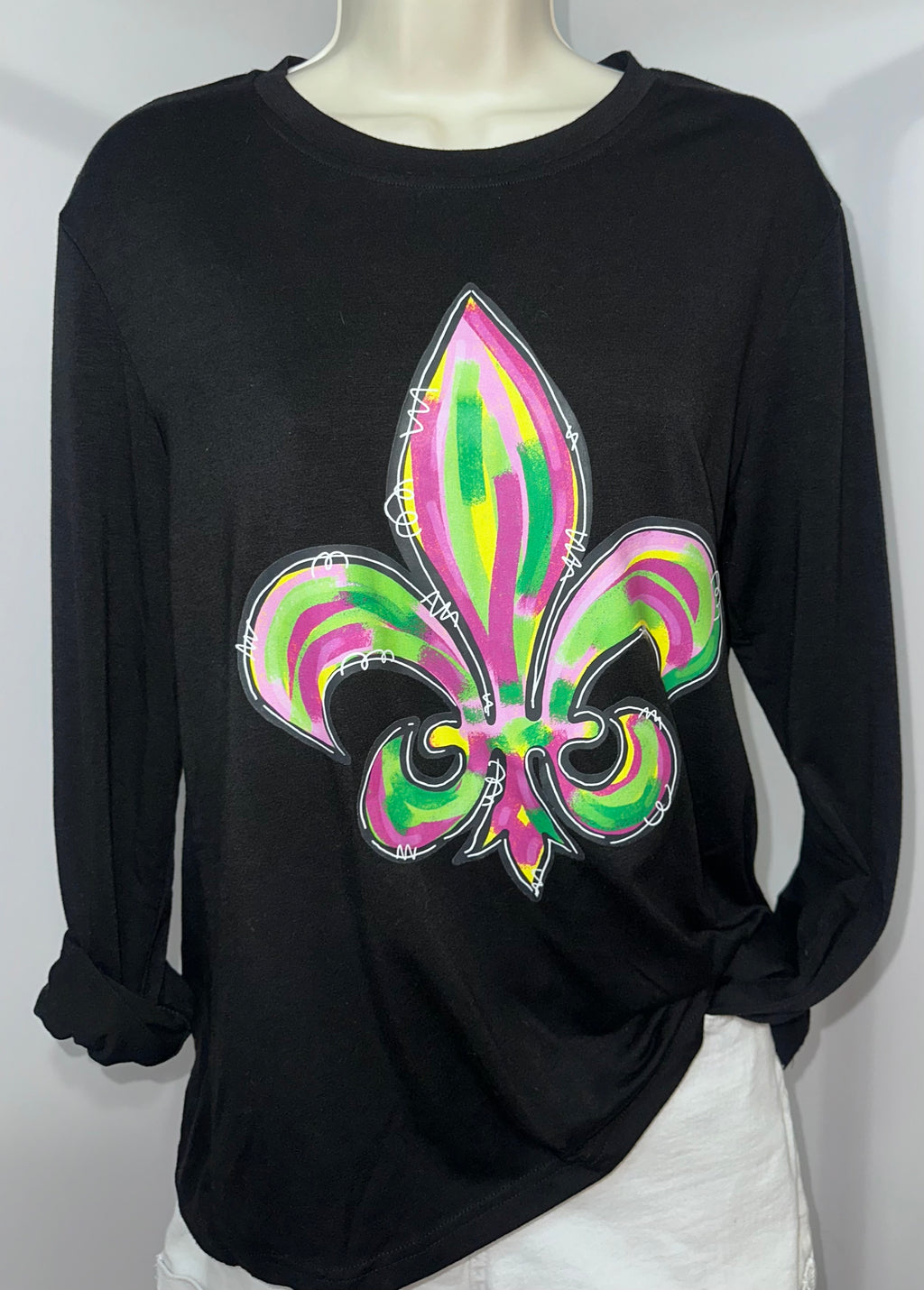 New Orleans Saints Mardi Gras Long Sleeve Tee-, Sz Medium