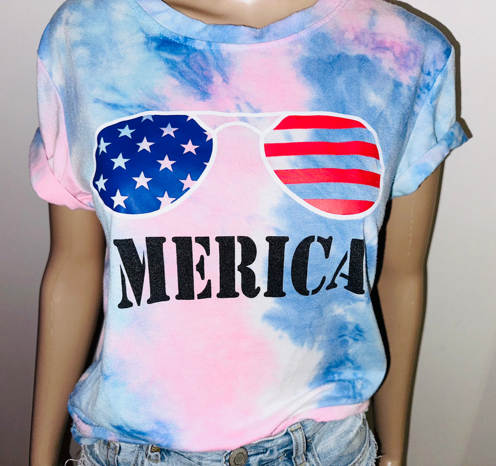 4th of July MERICA Aviator USA Tee, Sz Small