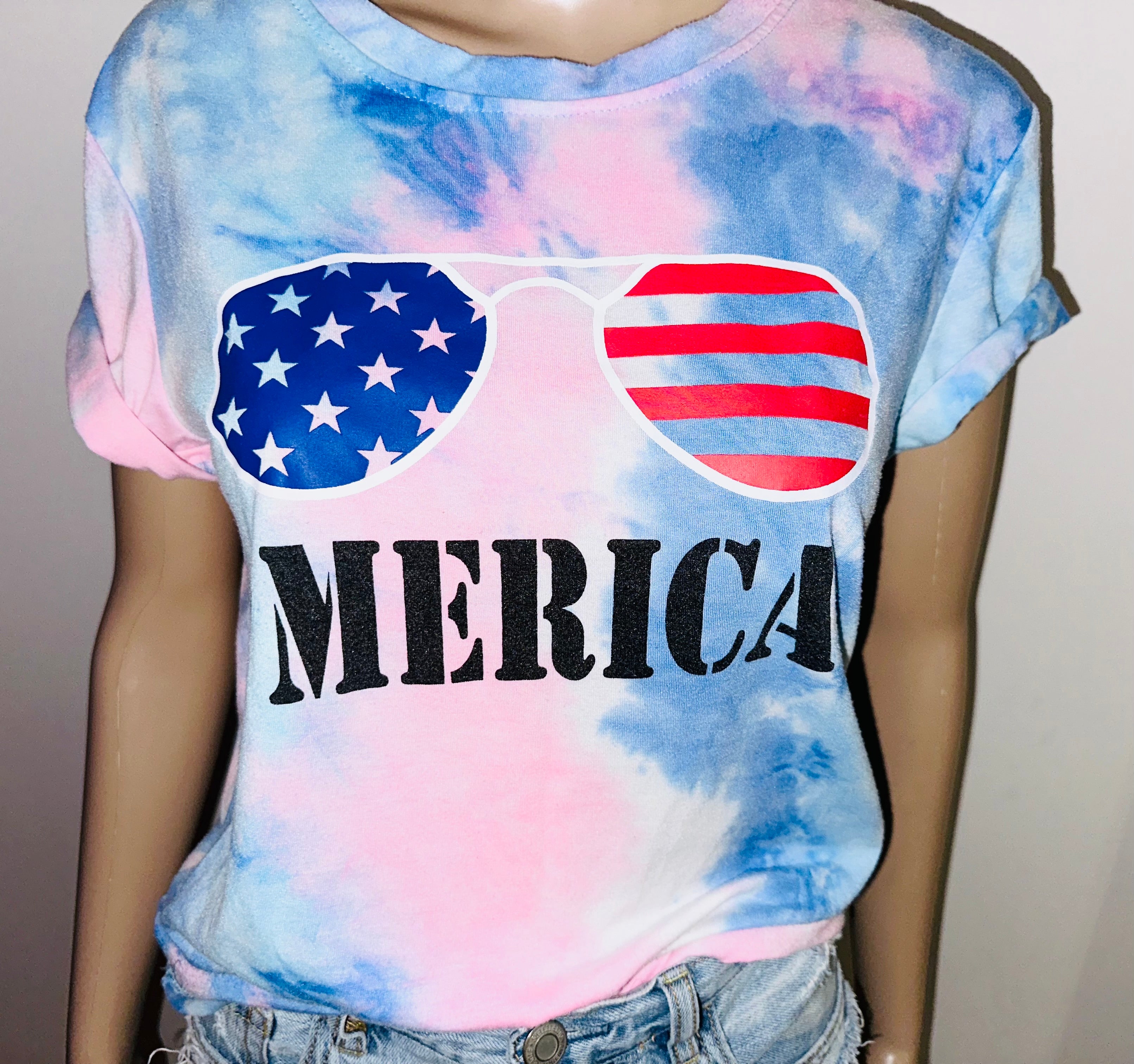 4th of July MERICA Aviator USA Tee, Sz Small