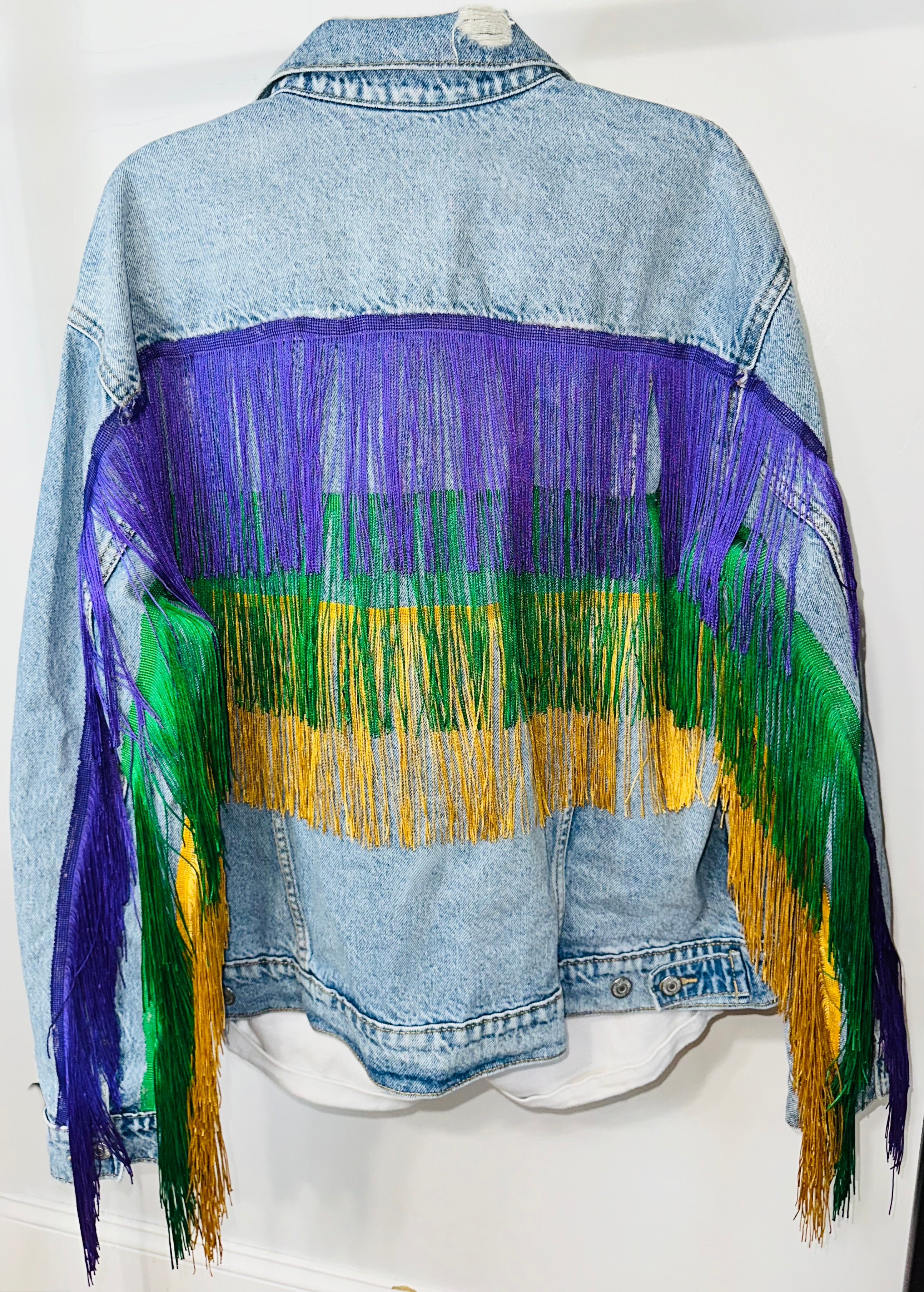 Mardi Gras Denim & Fringe Jacket