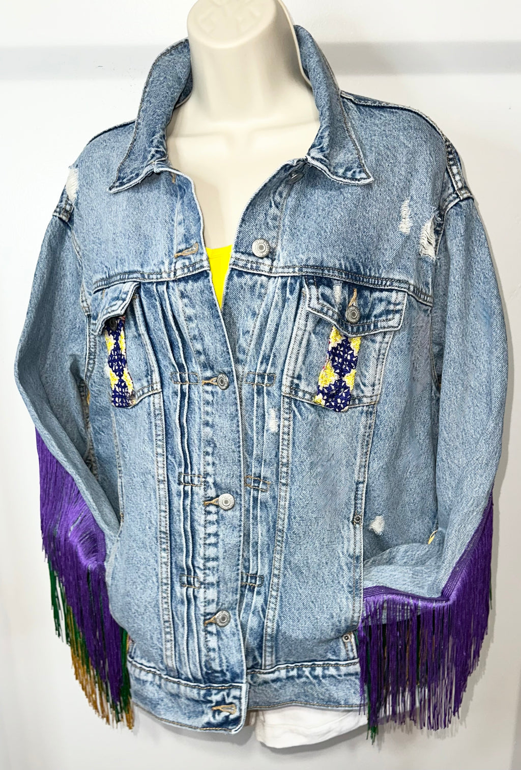 Mardi Gras Denim & Fringe Jacket