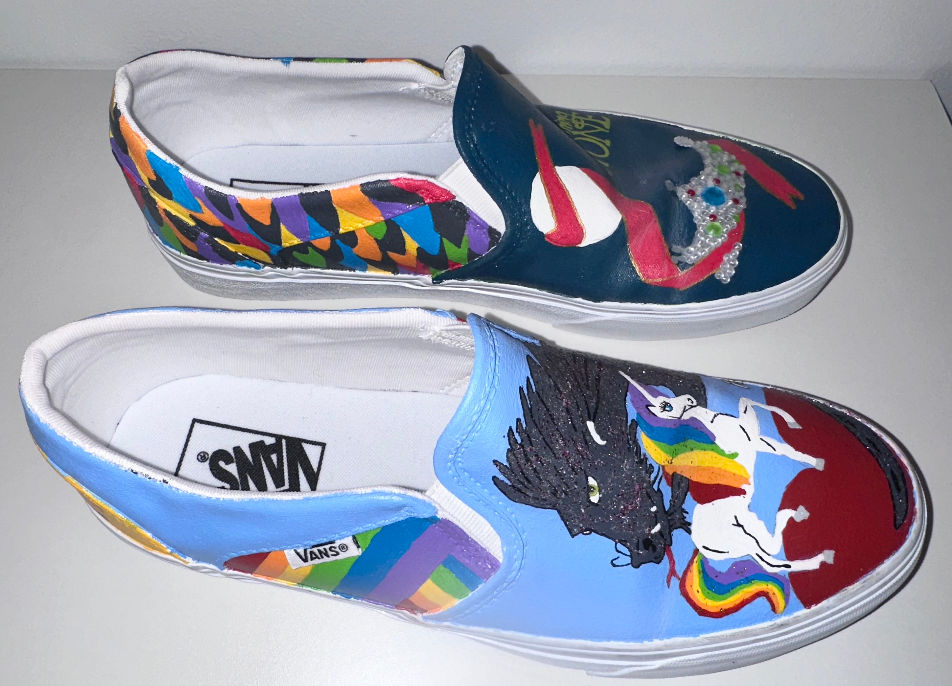 Custom Painted Vans, Sz 10