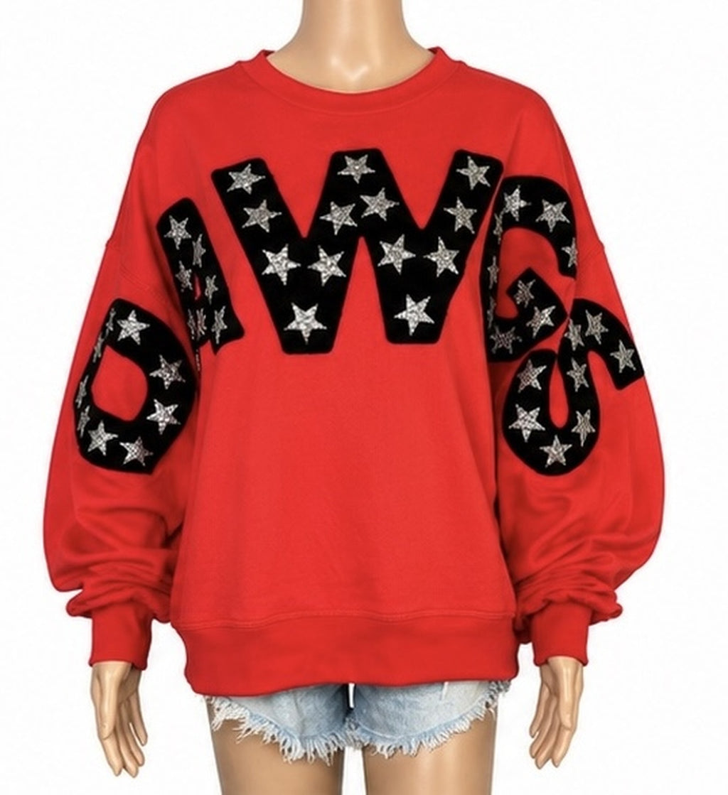 University of Georgia Women's Balloon Sleeve DAWGS Top, Adult Sz Small
