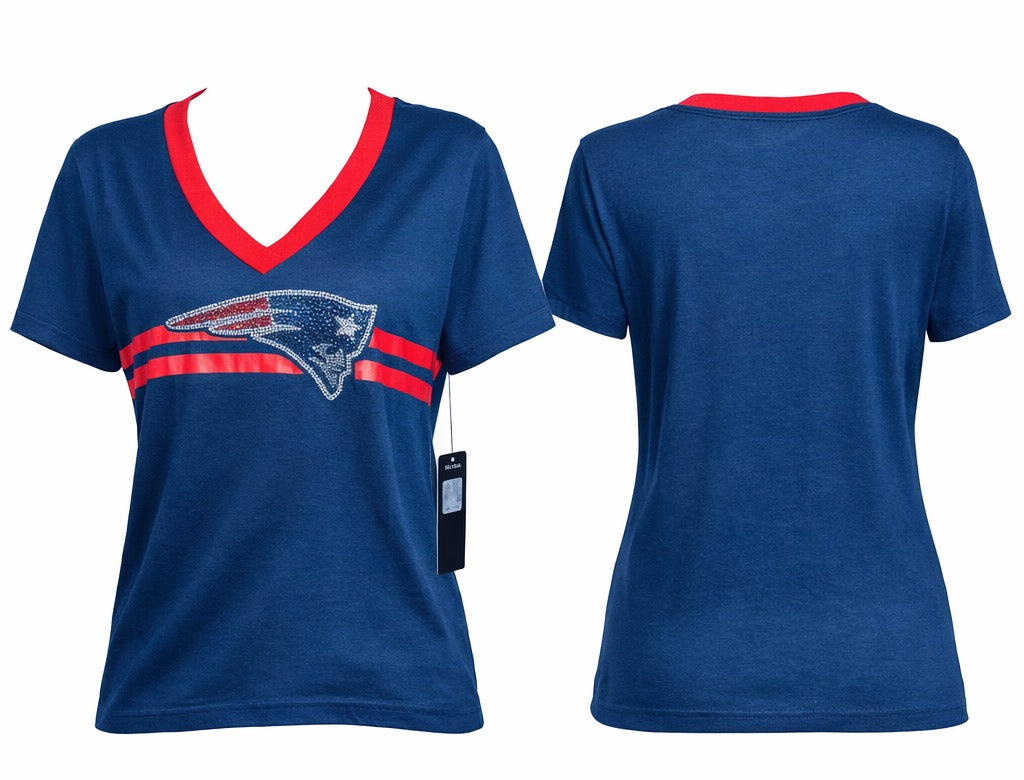 New England Patriots Bling Logo Tee, Sz Large NWT)