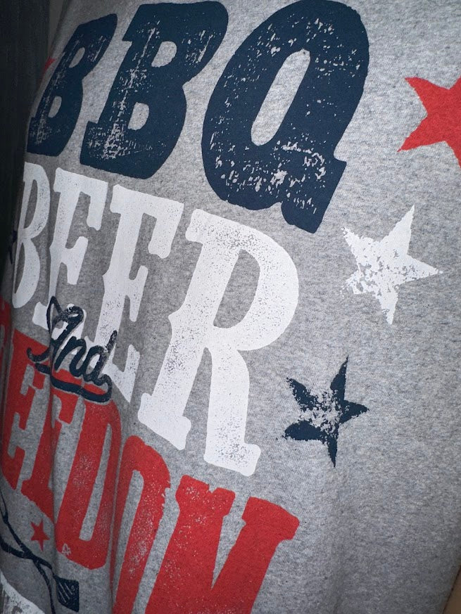 BBQ Beer & Freedom Cutoff Tee, Adult XL