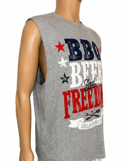 BBQ Beer & Freedom Cutoff Tee, Adult XL